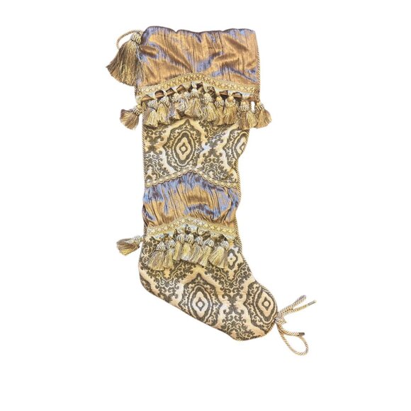 Victorian Set Of 4 Vintage Gold & Red Christmas Stockings Tassel & Cord Detail - Picture 8 of 15